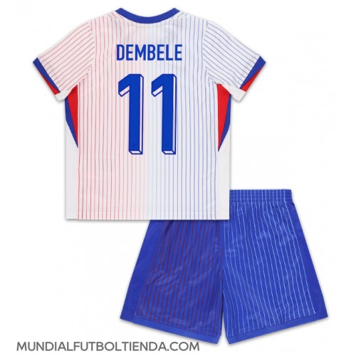 Camiseta Francia Ousmane Dembele #11 Segunda Equipación Replica Eurocopa 2024 para niños mangas cortas (+ Pantalones cortos)